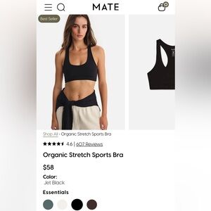 Organic Stretch Sports Bra - Jet Black